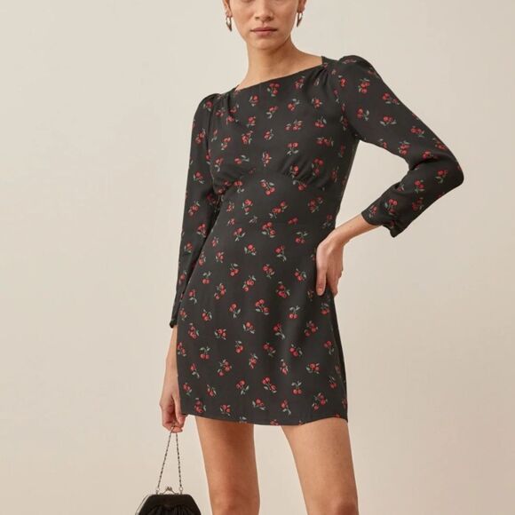 Reformation Tamra Dress - 3/4 Sleeve Mini Crepe